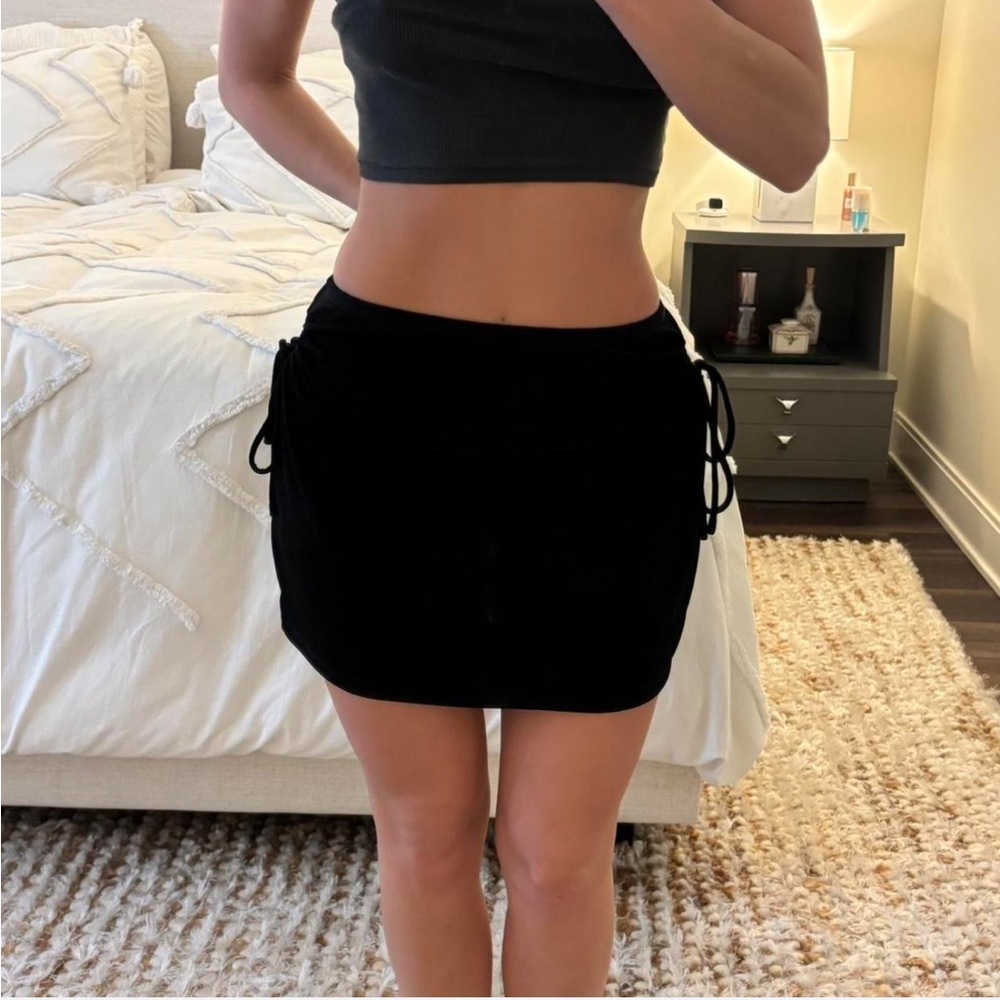Black Ruched Mini Skirt